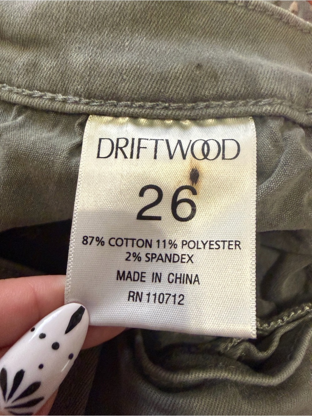 Driftwood Jackie Olive Green Embroidered Skinny Jeans - Size 26 - Picture 6 of 9